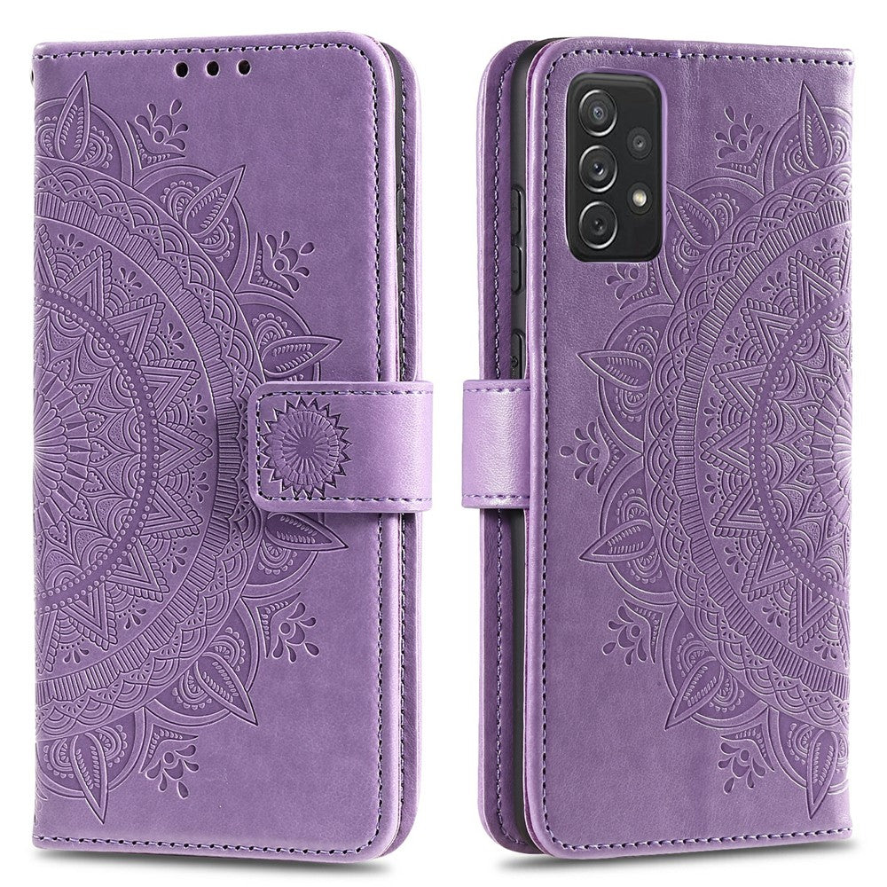 Imprinted Mandala Flower Wallet Leather Case with Strap for Samsung Galaxy A52 4G/5G / A52s 5G
