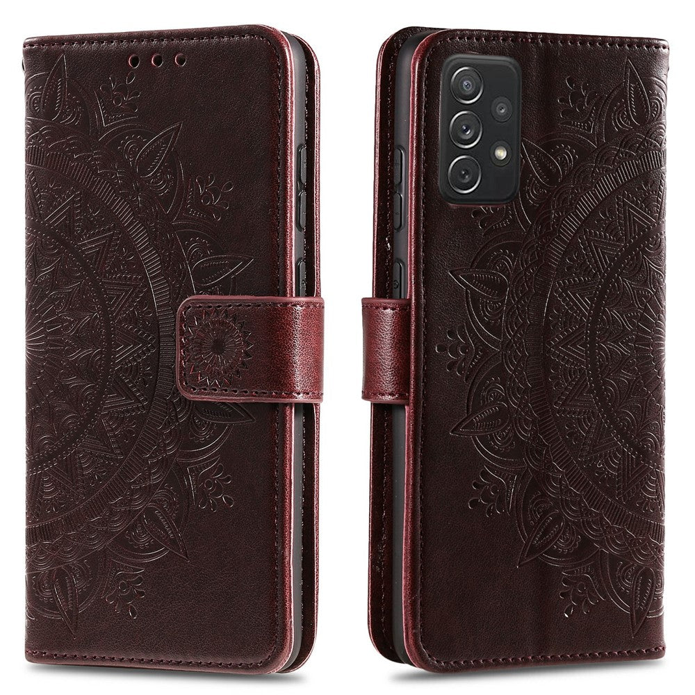 Imprinted Mandala Flower Wallet Leather Case with Strap for Samsung Galaxy A52 4G/5G / A52s 5G