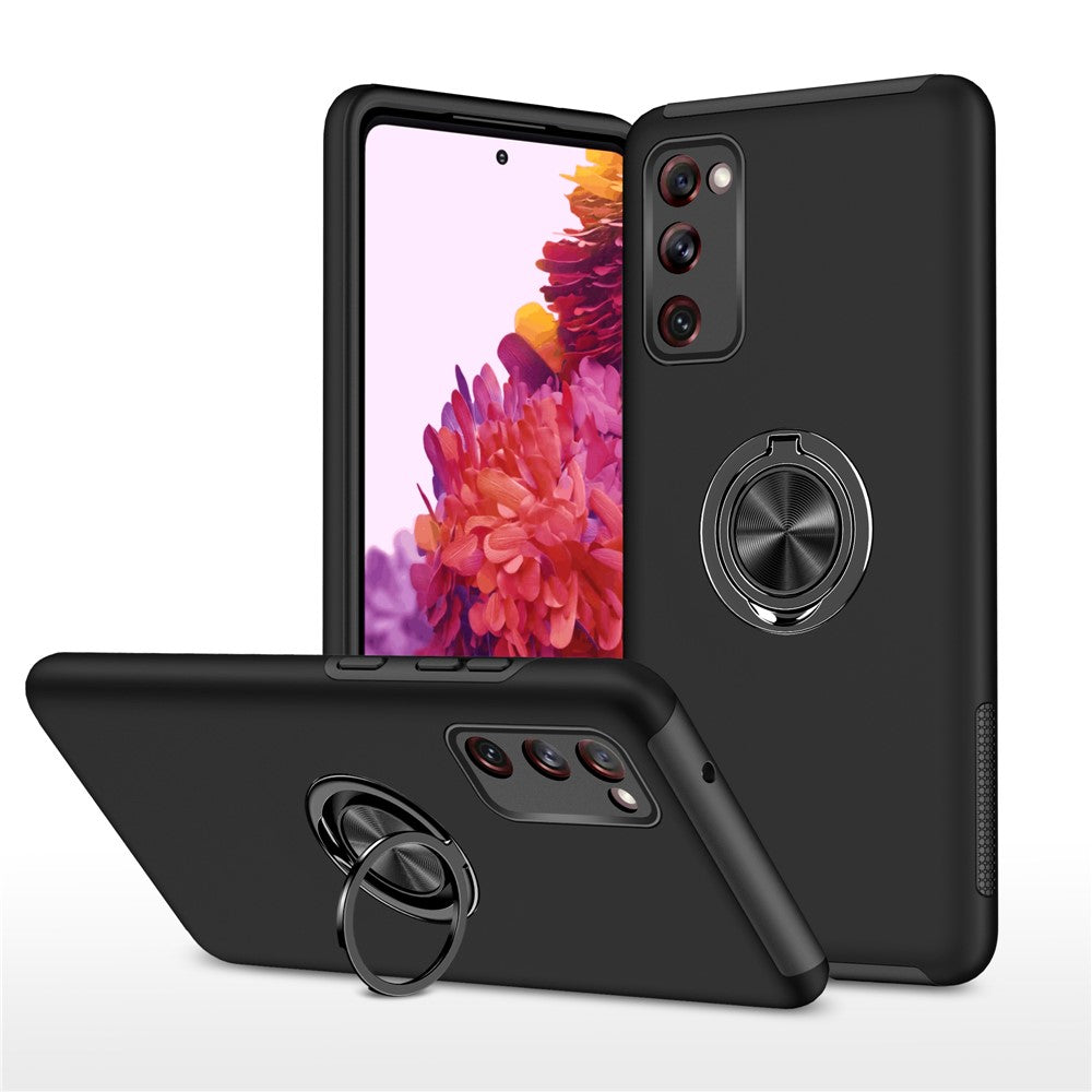 Støddæmpende hybridmobilcover med ringstativdesign til Samsung Galaxy S20 FE/S20 Fan Edition/S20 FE 5G/S20 Fan Edition 5G/S20 Lite/S20 FE 2022
