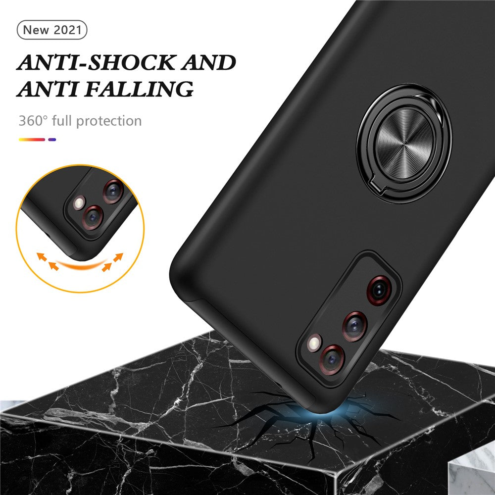 Støddæmpende hybridmobilcover med ringstativdesign til Samsung Galaxy S20 FE/S20 Fan Edition/S20 FE 5G/S20 Fan Edition 5G/S20 Lite/S20 FE 2022