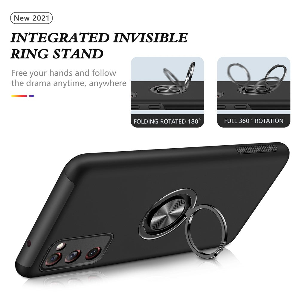 Støddæmpende hybridmobilcover med ringstativdesign til Samsung Galaxy S20 FE/S20 Fan Edition/S20 FE 5G/S20 Fan Edition 5G/S20 Lite/S20 FE 2022