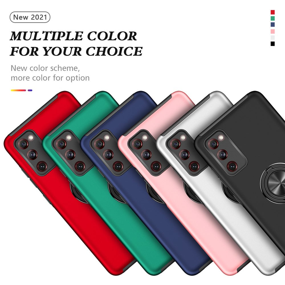 Støddæmpende hybridmobilcover med ringstativdesign til Samsung Galaxy S20 FE/S20 Fan Edition/S20 FE 5G/S20 Fan Edition 5G/S20 Lite/S20 FE 2022