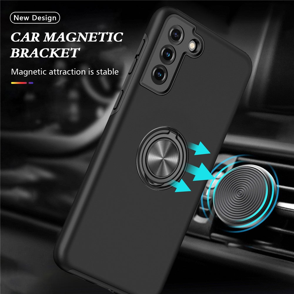 Ring Shape Kickstand Design TPU + PC Hybrid Phone Case Cover for Samsung Galaxy S21 Plus 5G