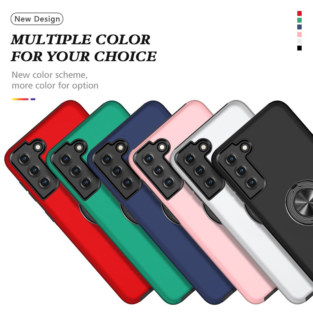 Ring Shape Kickstand Design TPU + PC Hybrid Phone Case Cover for Samsung Galaxy S21 Plus 5G