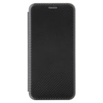 Selvabsorberende Stand Carbon Fiber Tekstur Læder Cover til Samsung Galaxy A32 4G (EU Version)