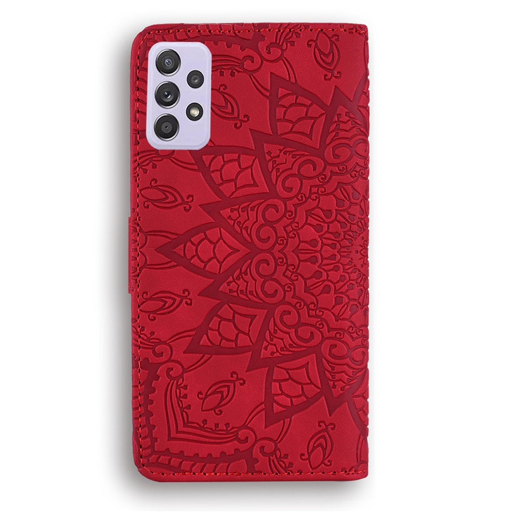 Imprint Flower Wallet Stand Leather Case for Samsung Galaxy A52 4G/5G / A52s 5G