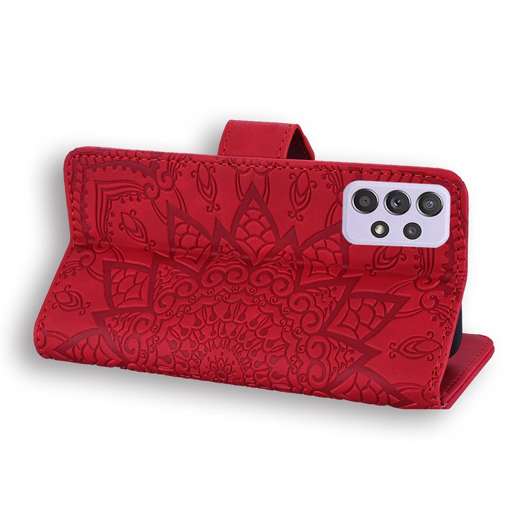 Imprint Flower Wallet Stand Leather Case for Samsung Galaxy A52 4G/5G / A52s 5G