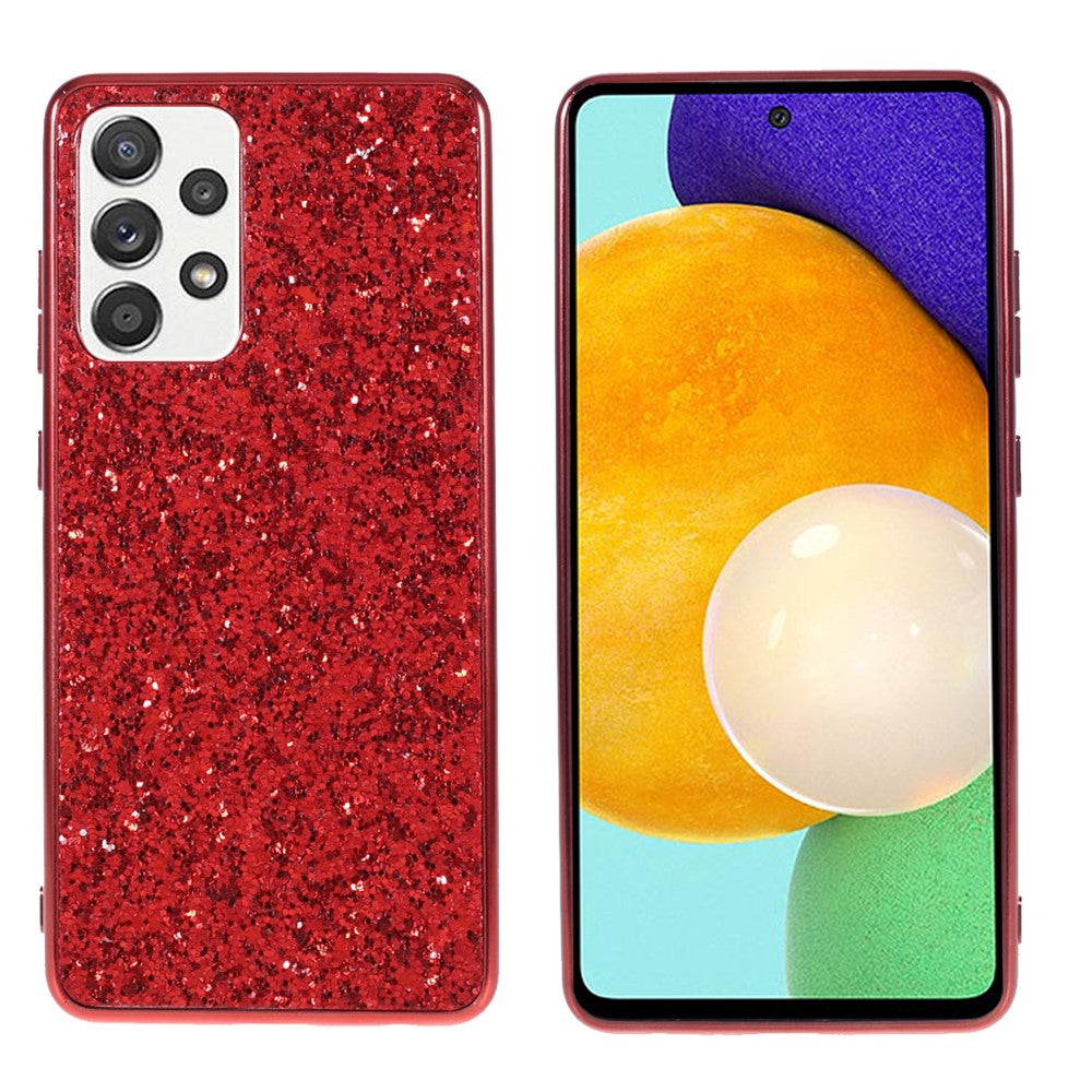 Glitter Pailletter Design Belagt TPU Ramme + PC Hybrid Cover Etui til Samsung Galaxy A52 4G/5G / A52s 5G