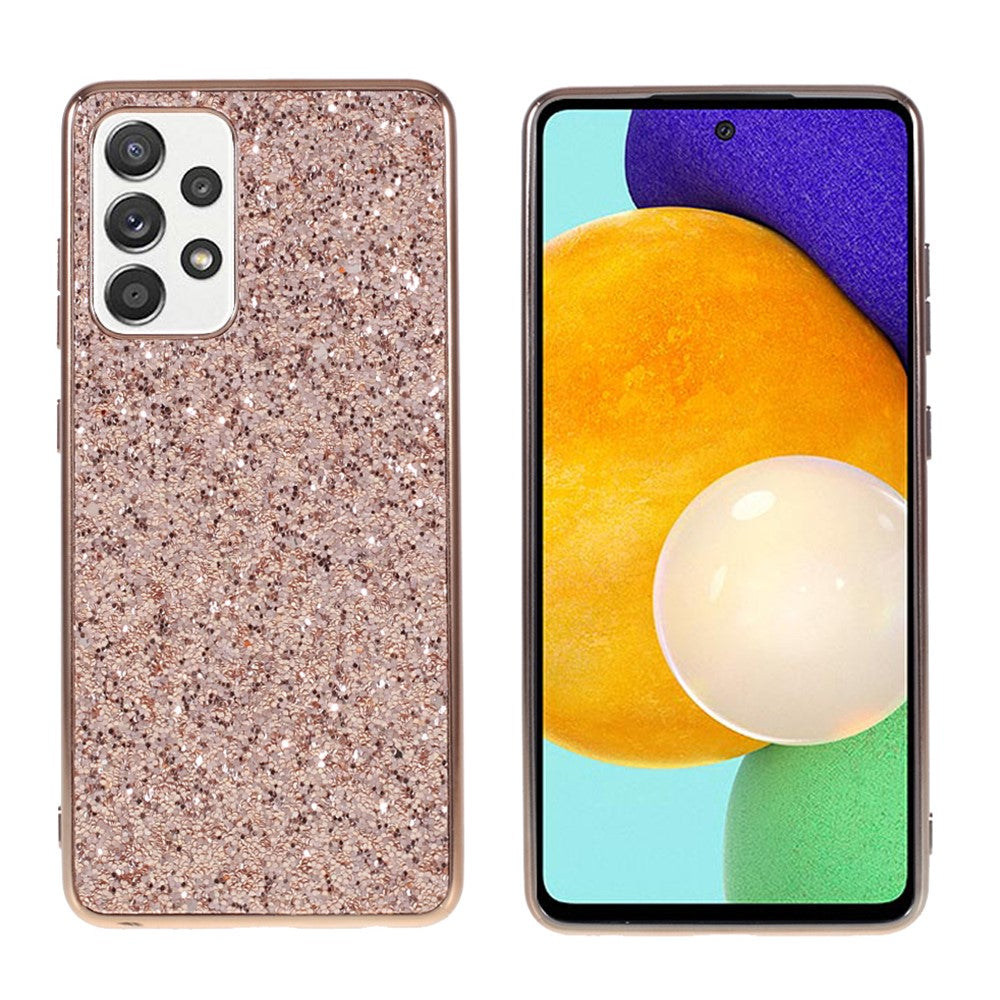 Glitter Pailletter Design Belagt TPU Ramme + PC Hybrid Cover Etui til Samsung Galaxy A52 4G/5G / A52s 5G