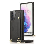 PU Leather Coated TPU Shell Case + Card Slots Hand Strap Kickstand for Samsung Galaxy S21 5G/4G