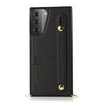 PU Leather Coated TPU Shell Case + Card Slots Hand Strap Kickstand for Samsung Galaxy S21 5G/4G