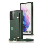 PU Leather Coated TPU Shell Case + Card Slots Hand Strap Kickstand for Samsung Galaxy S21 5G/4G