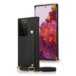Hand Strap Kickstand Design PU Leather Coated TPU Shell Case + Card Slots for Samsung Galaxy S21 Ultra 5G