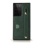 Hand Strap Kickstand Design PU Leather Coated TPU Shell Case + Card Slots for Samsung Galaxy S21 Ultra 5G