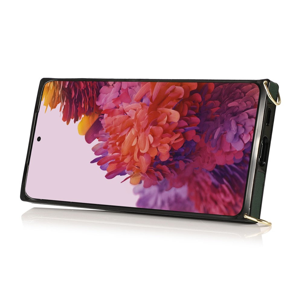 Hand Strap Kickstand Design PU Leather Coated TPU Shell Case + Card Slots for Samsung Galaxy S21 Ultra 5G