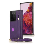 Hand Strap Kickstand Design PU Leather Coated TPU Shell Case + Card Slots for Samsung Galaxy S21 Ultra 5G