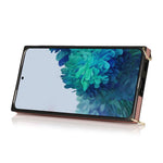 PU Leather Coated TPU Shell Case + Card Slots with Hand Strap Kickstand for Samsung Galaxy S21 Plus 5G
