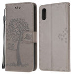 Owl and Tree Pattern Printing Design Leather Wallet Phone Cover for Samsung Galaxy Xcover 5