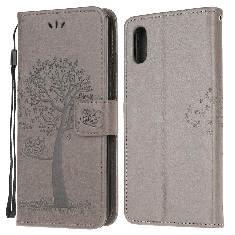 Owl and Tree Pattern Printing Design Leather Wallet Phone Cover for Samsung Galaxy Xcover 5
