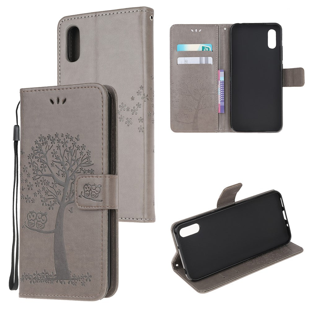 Owl and Tree Pattern Printing Design Leather Wallet Phone Cover for Samsung Galaxy Xcover 5