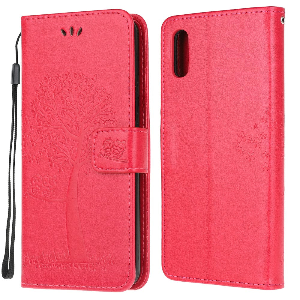 Owl and Tree Pattern Printing Design Leather Wallet Phone Cover for Samsung Galaxy Xcover 5