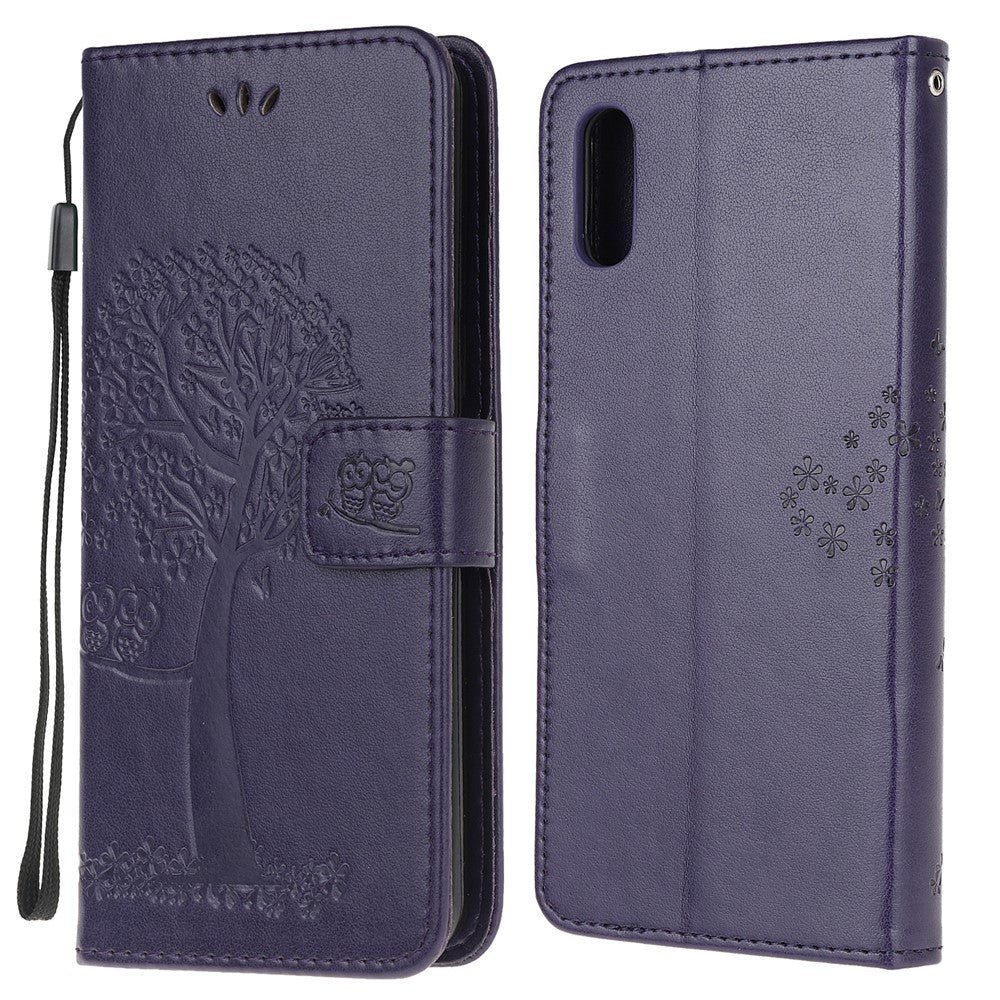 Owl and Tree Pattern Printing Design Leather Wallet Phone Cover for Samsung Galaxy Xcover 5