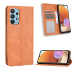 Auto-Absorbed Magnetic Vintage Style Wallet Stand Phone Case Cover for Samsung Galaxy A32 4G (EU Version)