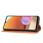 Auto-Absorbed Magnetic Vintage Style Wallet Stand Phone Case Cover for Samsung Galaxy A32 4G (EU Version)