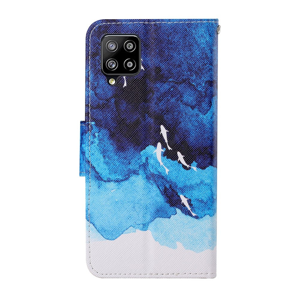 Färgglatt mönstertryck i PU-läder med mobilfodral med rem till Samsung Galaxy A12