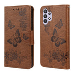 Läderplånboksfodral med fjärilar och blommönster för Samsung Galaxy A32 4G (EU-version)
