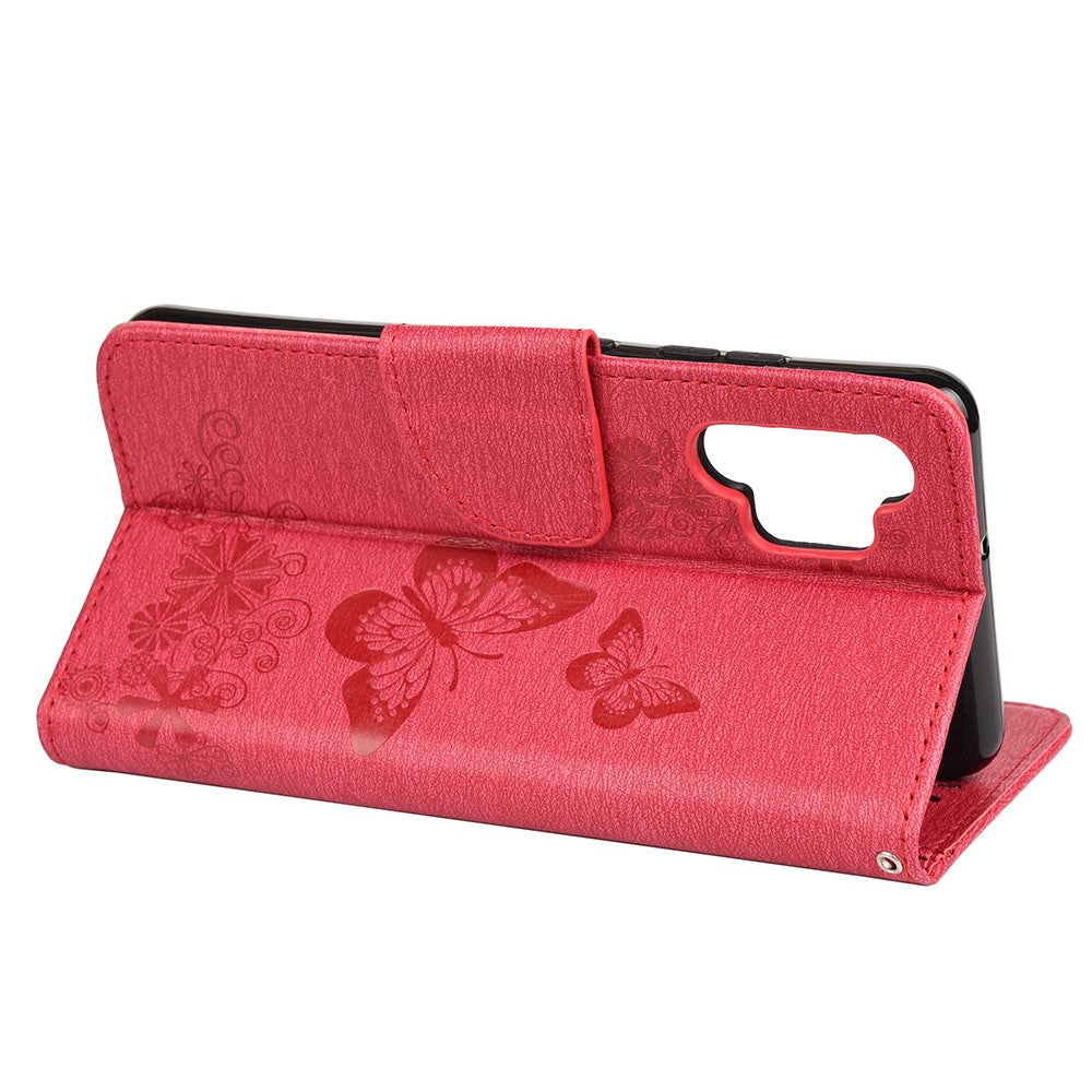 Butterflies Flower Pattern Design Imprinting Leather Wallet Stand Case for Samsung Galaxy A32 4G (EU Version)