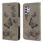 Läderplånboksfodral med fjärilar och blommönster för Samsung Galaxy A32 4G (EU-version)