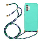 Back Case Wheat Straw + TPU Shockproof Phone Cover with Adjustable Lanyard for Samsung Galaxy A32 5G / M32 5G