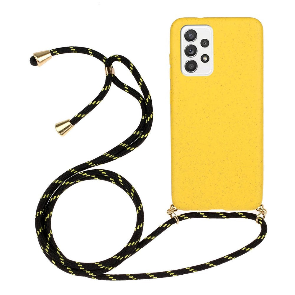 Til Samsung Galaxy A52 5G / 4G / A52s 5G Bagcover Hvedestrå + TPU Stødsikkert Telefoncover med Justerbar Snor