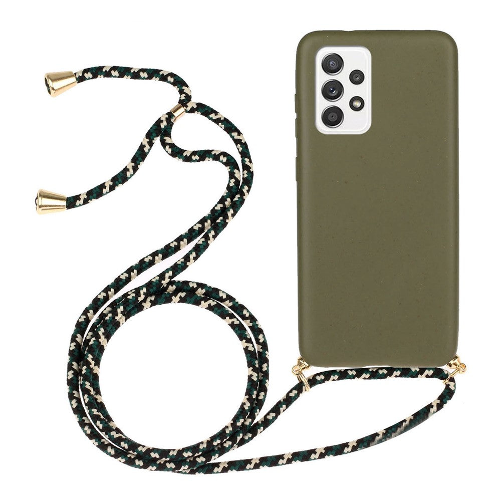 Til Samsung Galaxy A52 5G / 4G / A52s 5G Bagcover Hvedestrå + TPU Stødsikkert Telefoncover med Justerbar Snor
