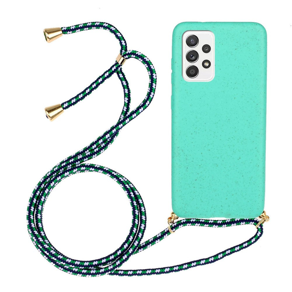 Til Samsung Galaxy A52 5G / 4G / A52s 5G Bagcover Hvedestrå + TPU Stødsikkert Telefoncover med Justerbar Snor