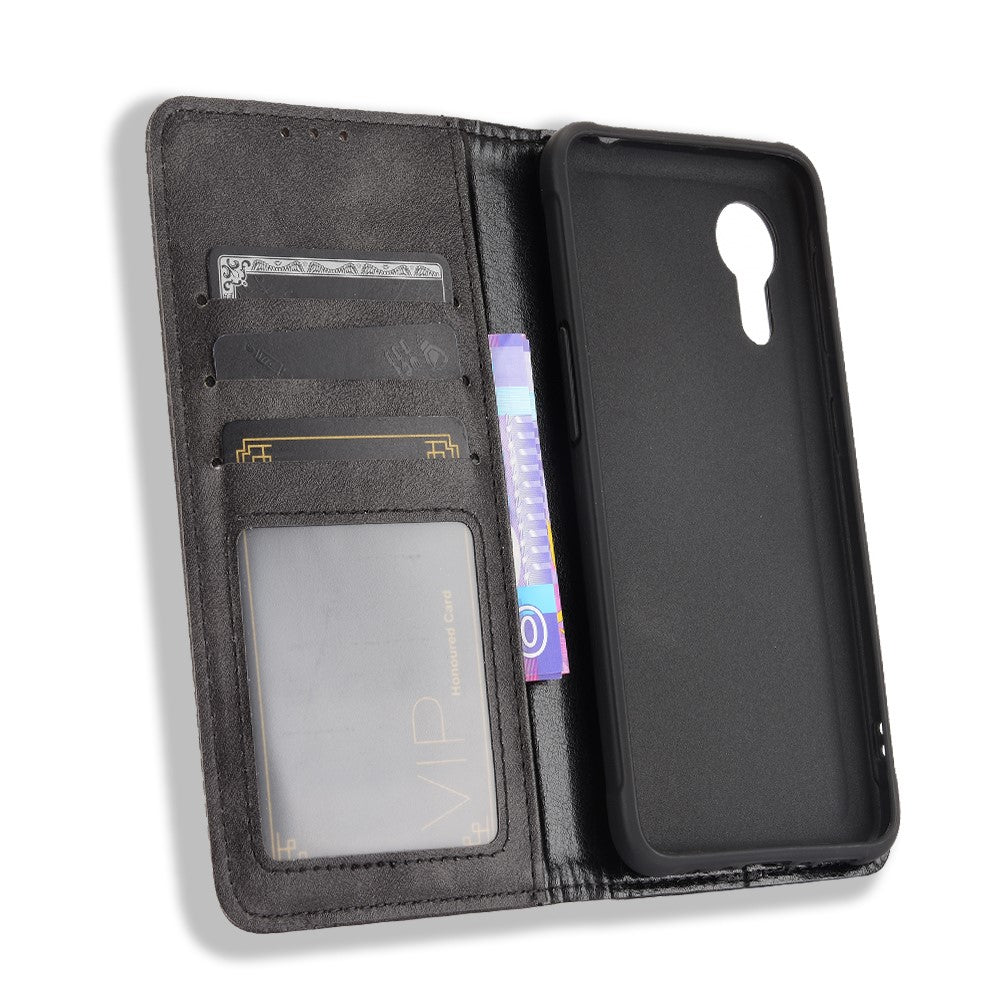Magnetic Vintage Style Phone Case Wallet Stand Leather Cover for Samsung Galaxy Xcover 5