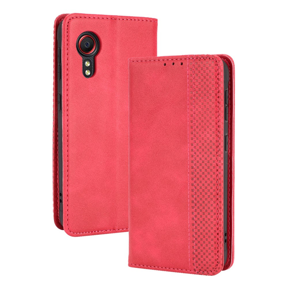 Magnetic Vintage Style Phone Case Wallet Stand Leather Cover for Samsung Galaxy Xcover 5