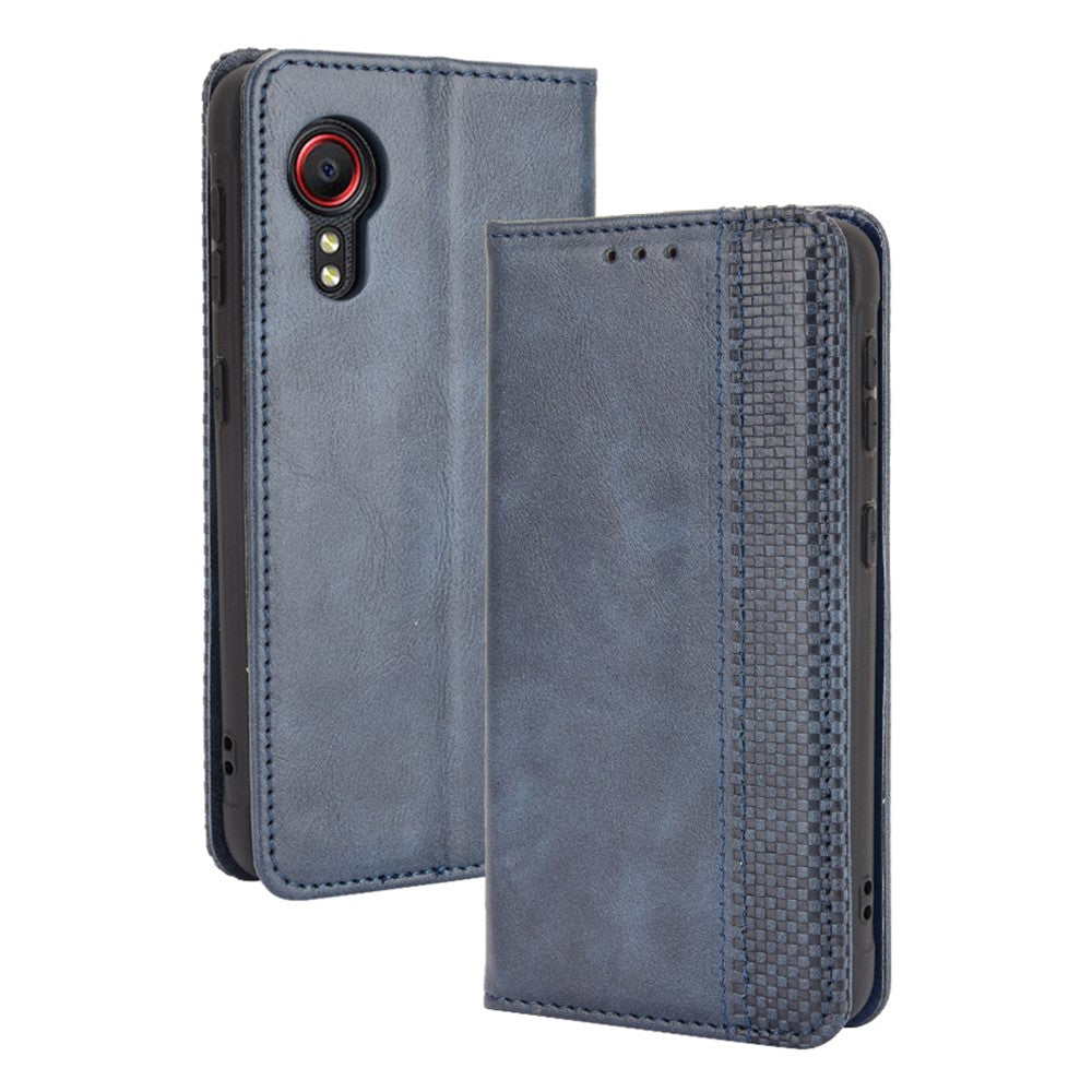 Magnetic Vintage Style Phone Case Wallet Stand Leather Cover for Samsung Galaxy Xcover 5