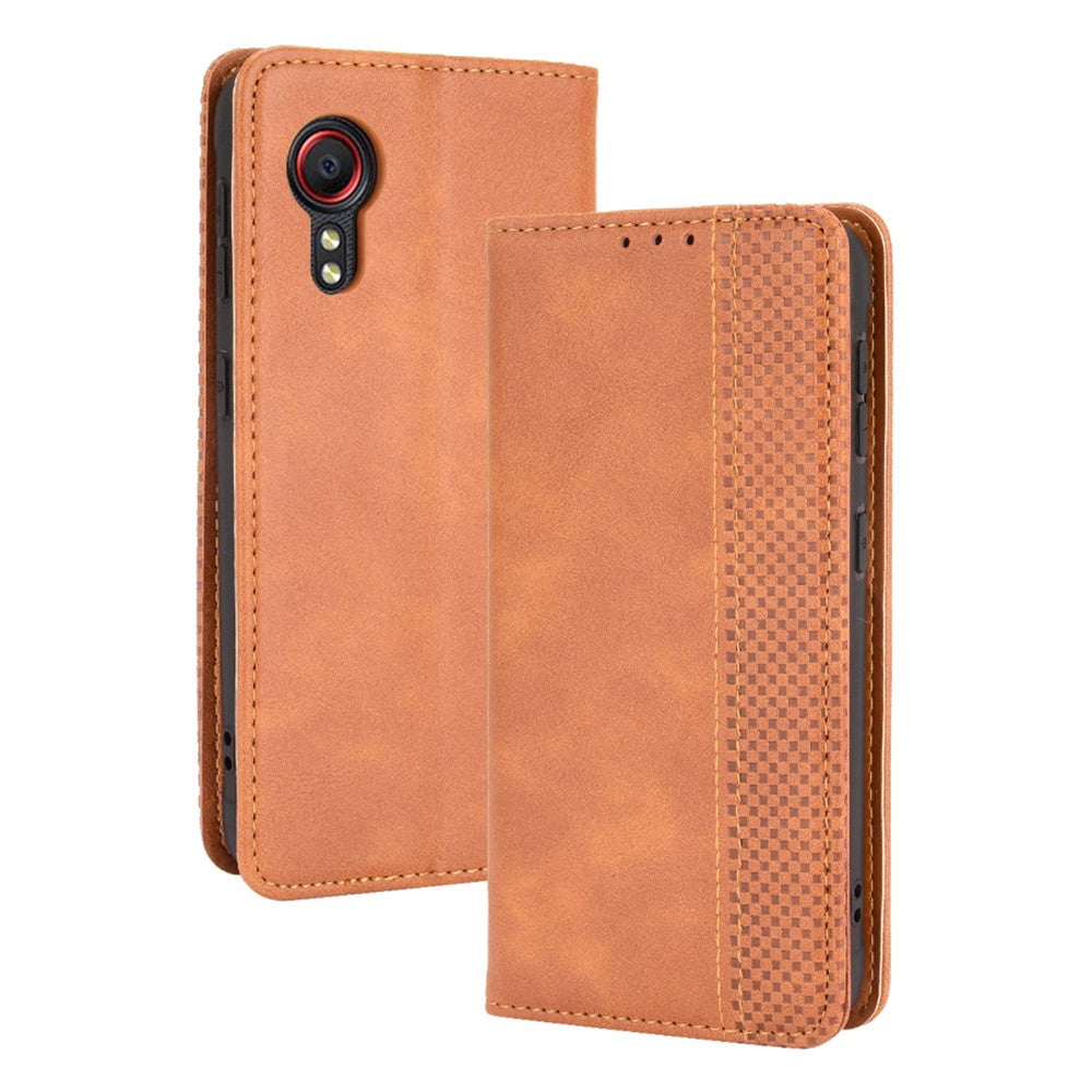Magnetic Vintage Style Phone Case Wallet Stand Leather Cover for Samsung Galaxy Xcover 5