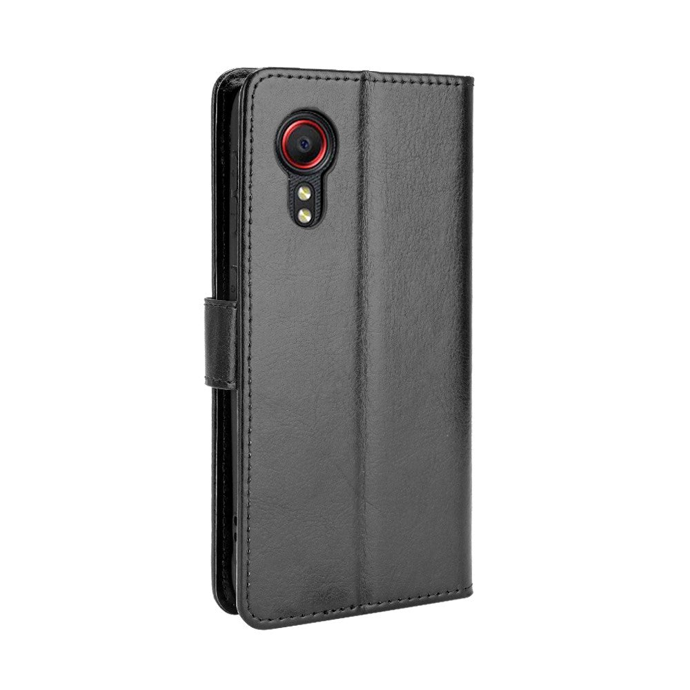 Crazy Horse Texture Wallet Design PU Leather Stand Protector Cover for Samsung Galaxy Xcover 5