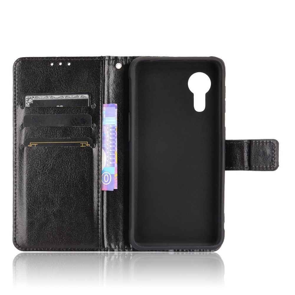 Crazy Horse Texture Wallet Design PU Leather Stand Protector Cover for Samsung Galaxy Xcover 5