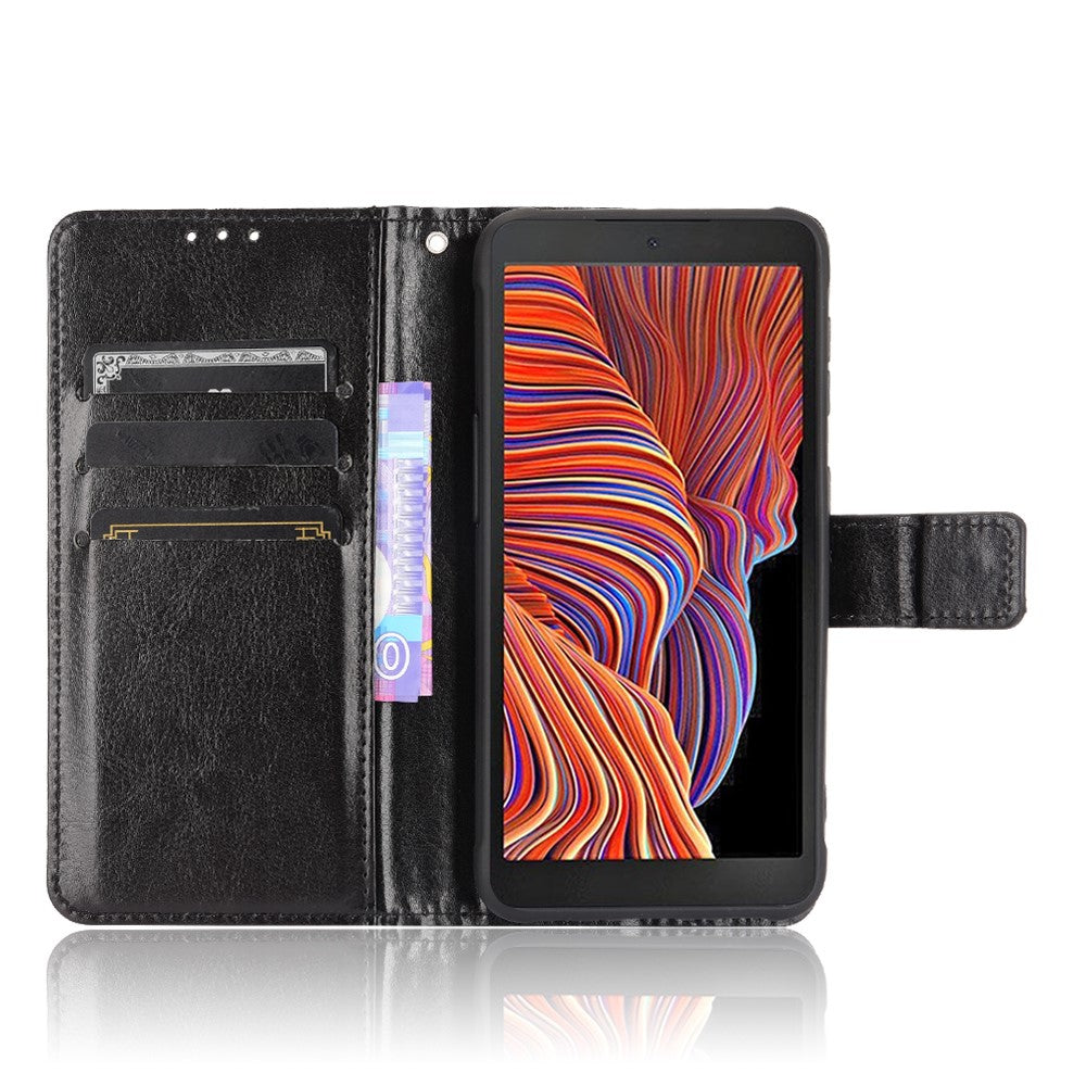 Crazy Horse Texture Wallet Design PU Leather Stand Protector Cover for Samsung Galaxy Xcover 5