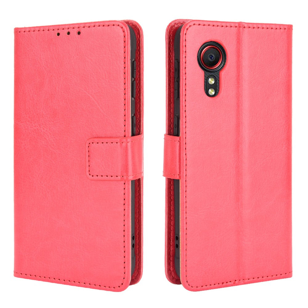Crazy Horse Texture Wallet Design PU Leather Stand Protector Cover for Samsung Galaxy Xcover 5
