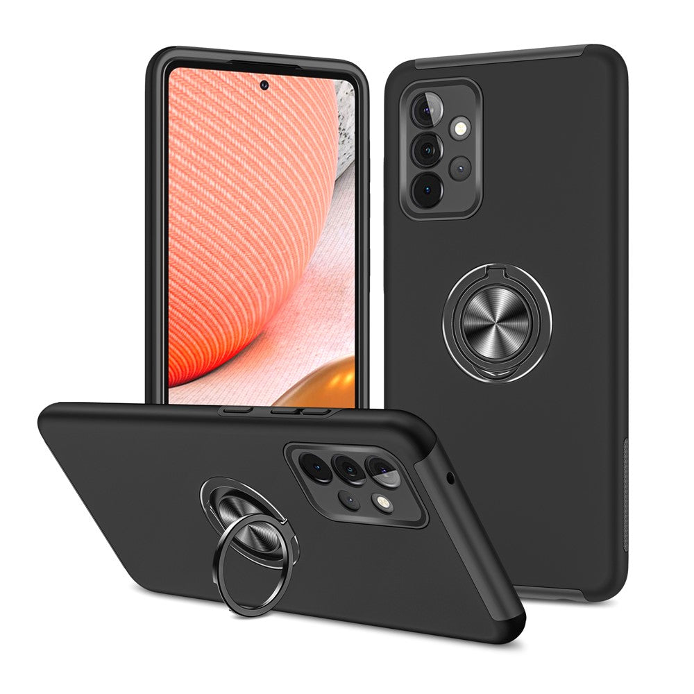 Anti-fald Hybrid Telefoncover med Ringformet Støttefod til Samsung Galaxy A72 5G / 4G