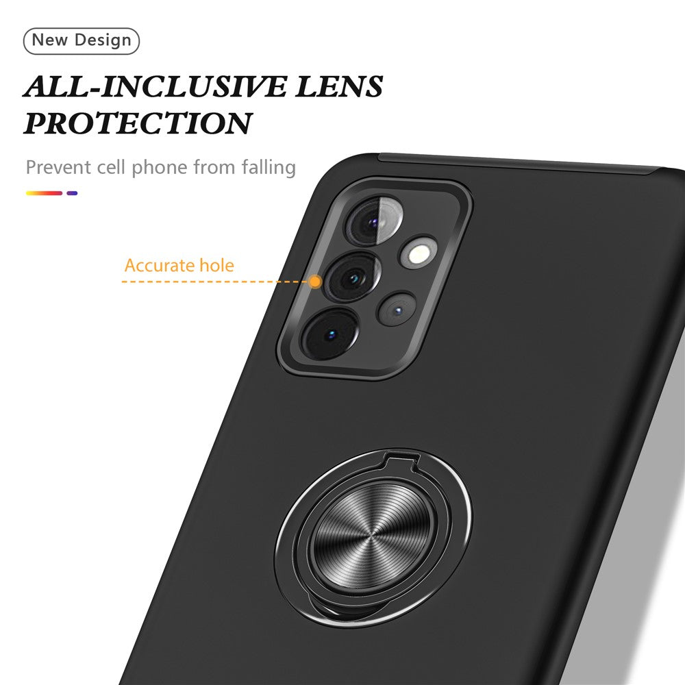 Anti-fald Hybrid Telefoncover med Ringformet Støttefod til Samsung Galaxy A72 5G / 4G