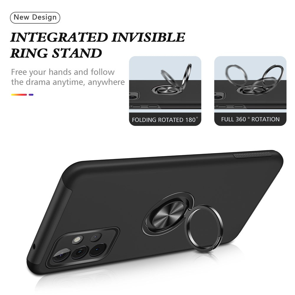Anti-fald Hybrid Telefoncover med Ringformet Støttefod til Samsung Galaxy A72 5G / 4G