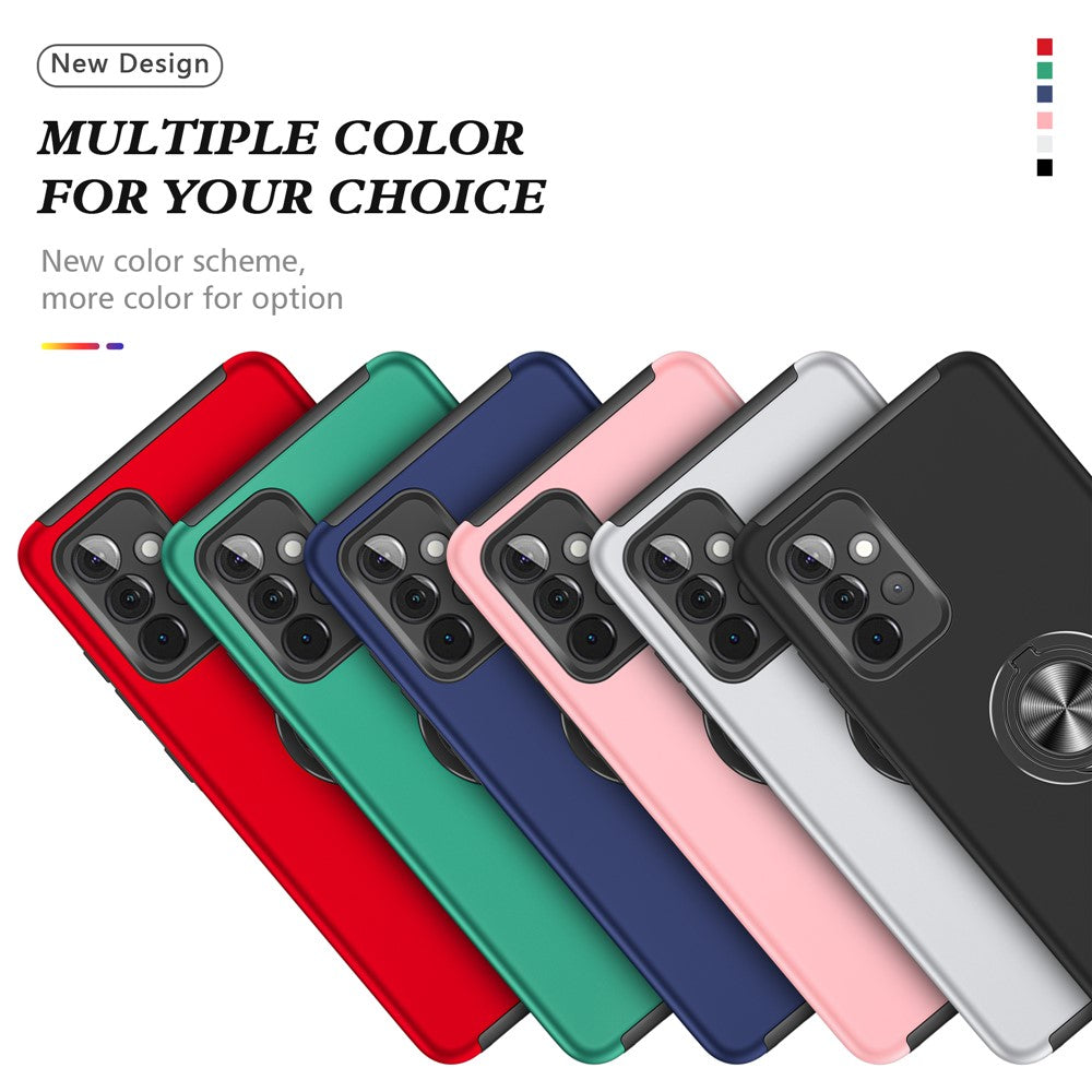 Anti-fald Hybrid Telefoncover med Ringformet Støttefod til Samsung Galaxy A72 5G / 4G