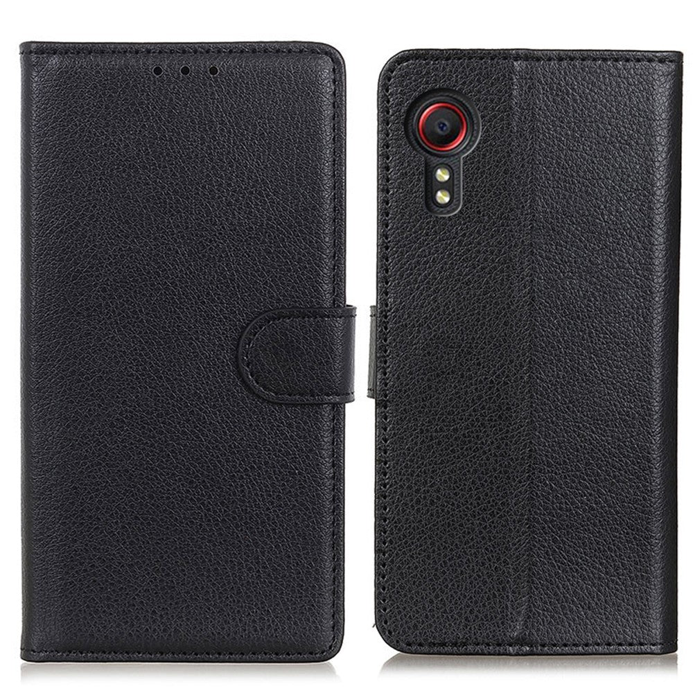 Classic Style Litchi Texture PU Leather Wallet Phone Stand Case for Samsung Galaxy Xcover 5