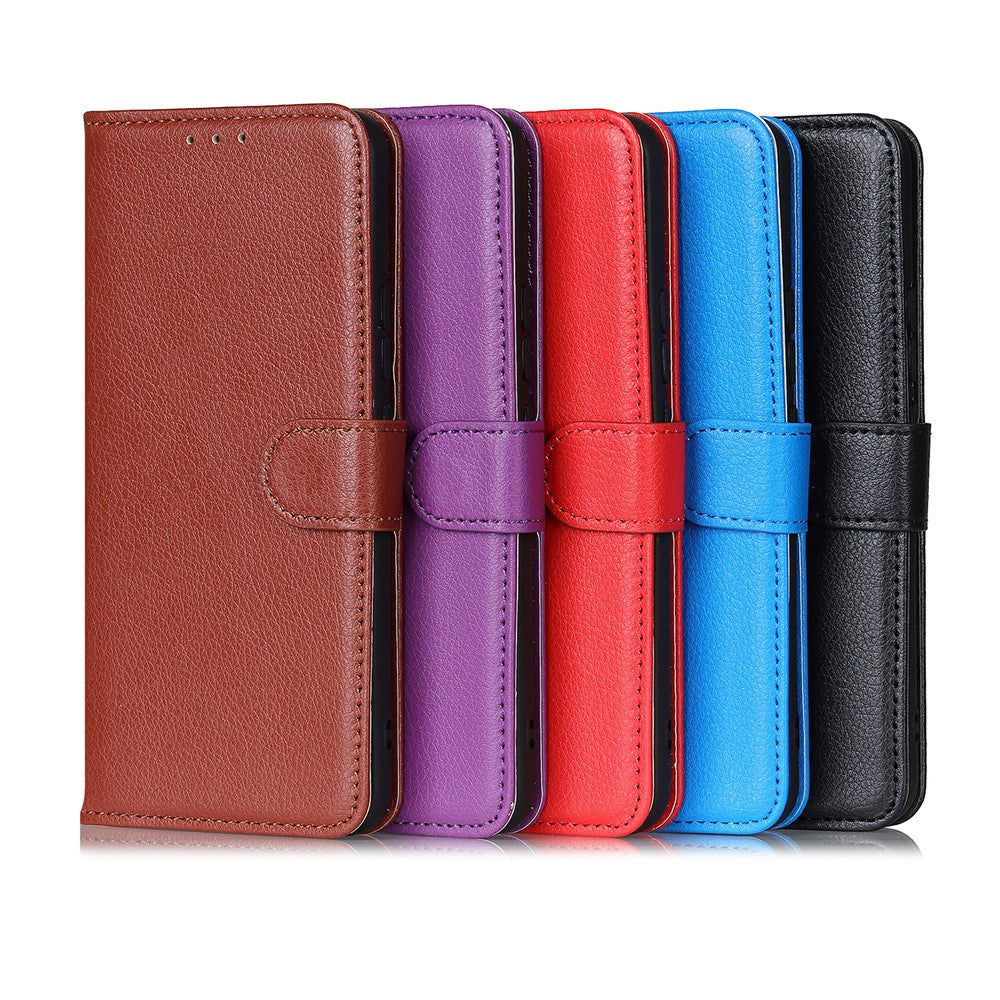 Classic Style Litchi Texture PU Leather Wallet Phone Stand Case for Samsung Galaxy Xcover 5
